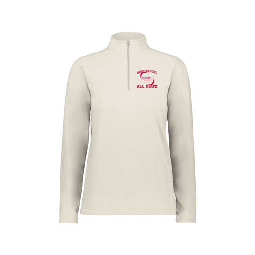 [6864.53T.XS-LOGO1] Ladies MicroFleece 1/4 Zip Pullover (Female Adult XS, White, Logo 1)